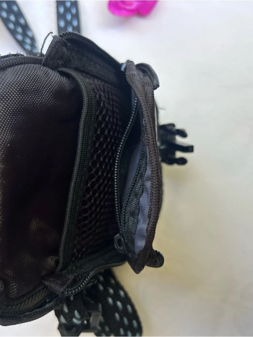 Samsonite Black Nylon Crossbody Pouch with Patterned Adjustable Strap  (Max 51”)